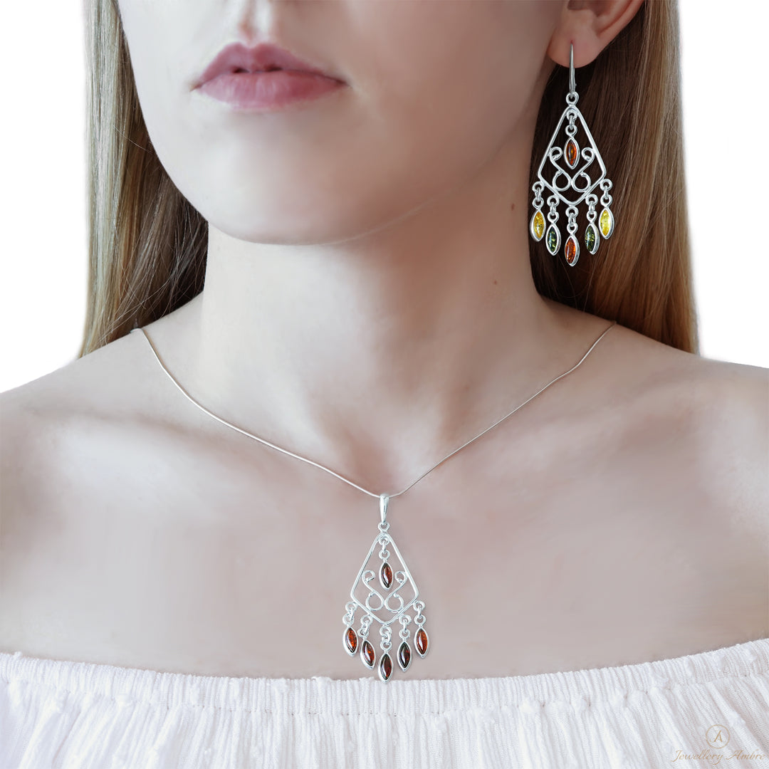 Amber Boho Pendant in Sterling Silver no. 3