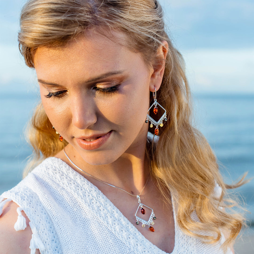 Amber Boho Pendant in Sterling Silver no. 2