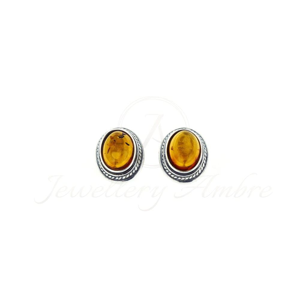 Elegant Amber Studs In Sterling Silver Earrings